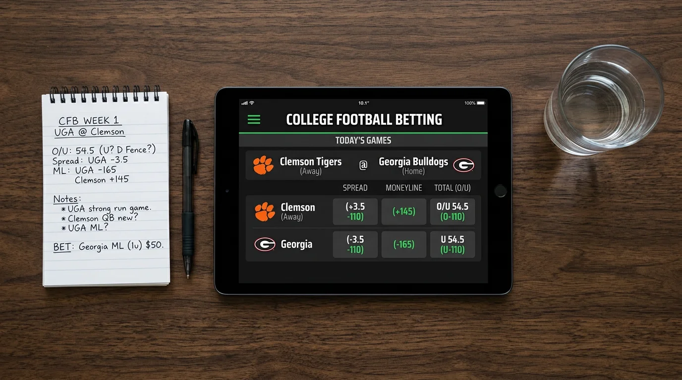 Tipos de apuestas en fútbol americano universitario spread moneyline totales